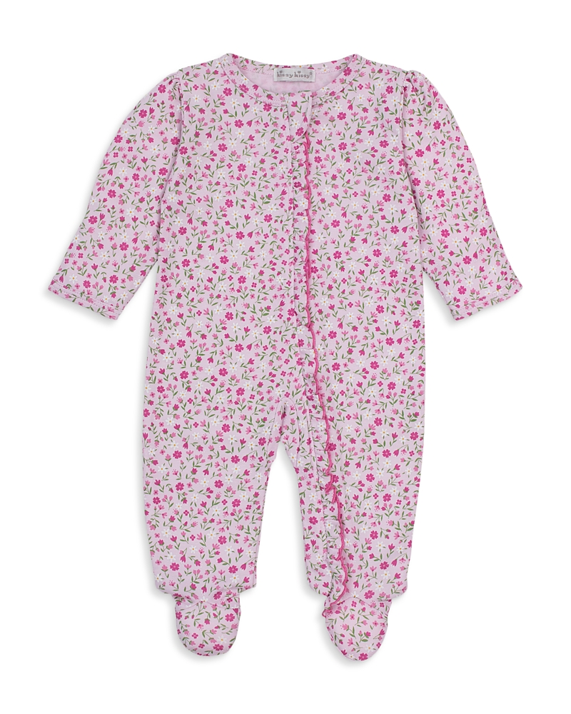 Kissy Kissy Girls' Floral Print Ruffled Zip Footie - Baby