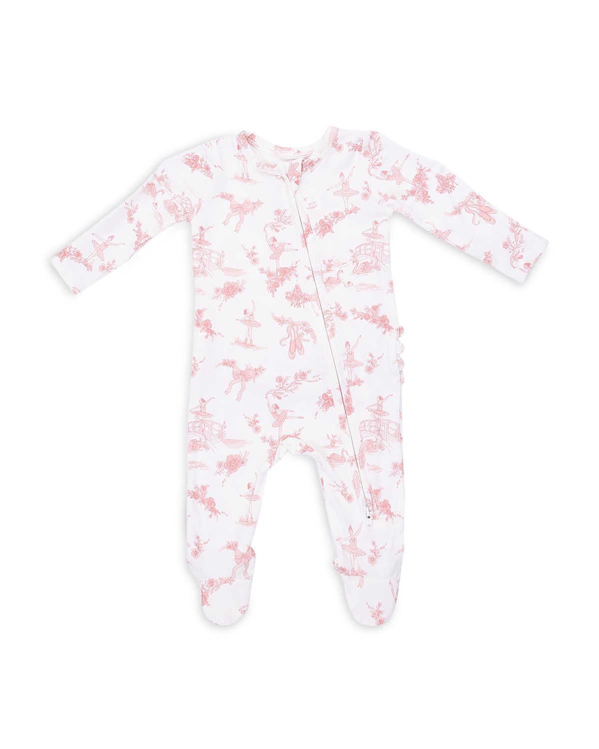 Angel Dear Girls Ballet Toile Two Way Ruffle Back Zipper Footie - Baby