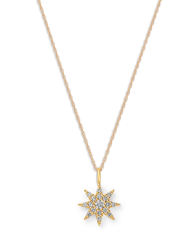 Bloomingdale's Fine Collection Diamond Starburst Pave Pendant Necklace in 14K Yellow Gold, 0.32 tcw