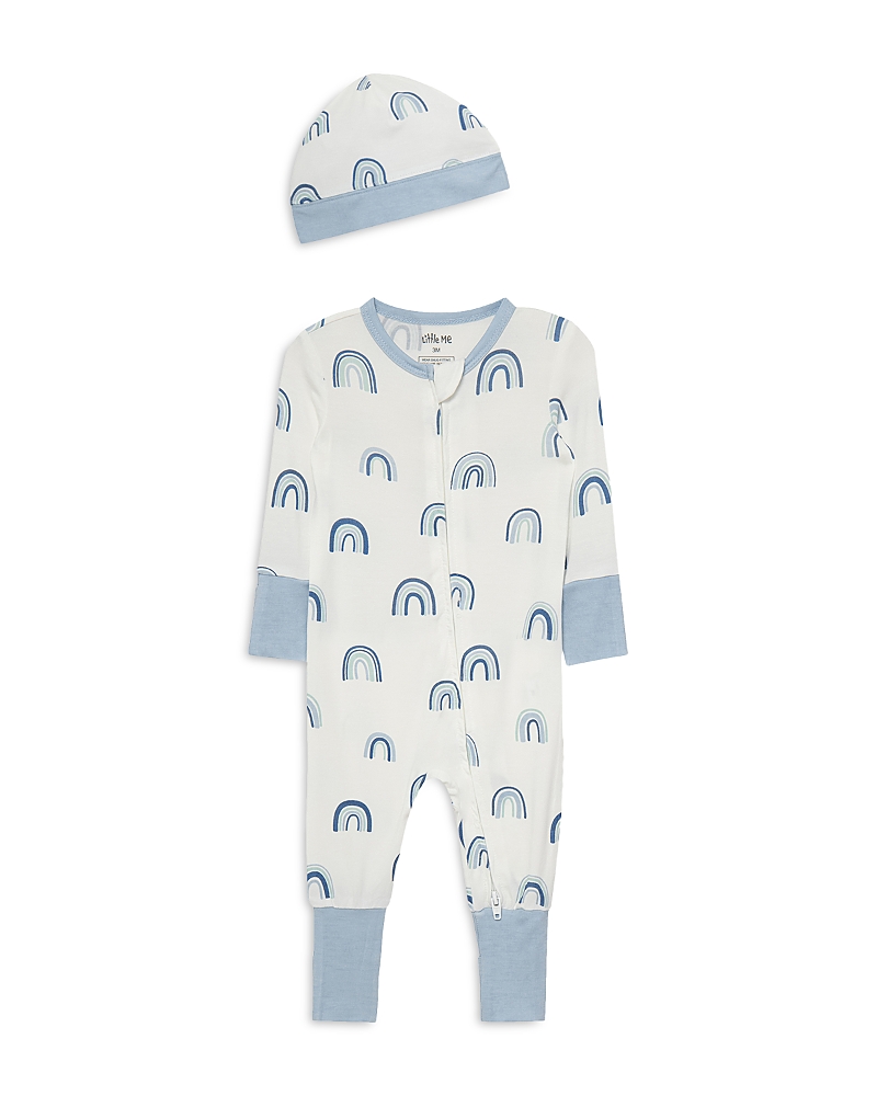 Little Me Boys' Blue Rainbow Coverall and Hat - Baby