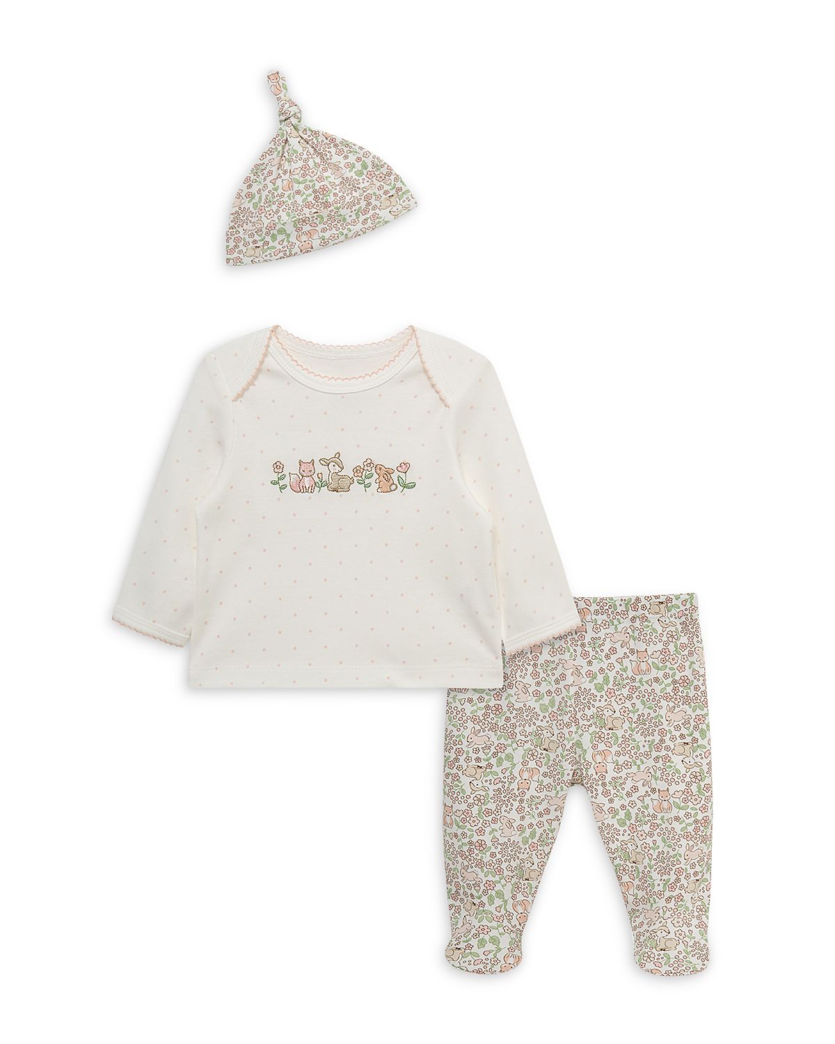 Little Me Girls' Woodland Lap Shoulder Top, Hat & Footed Pants Set - Baby