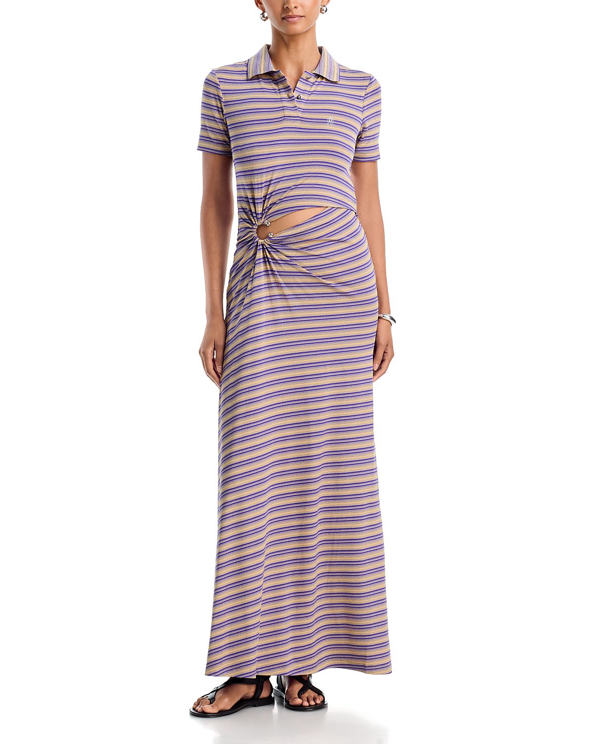 Rabanne Rib Knit Stripe Dress