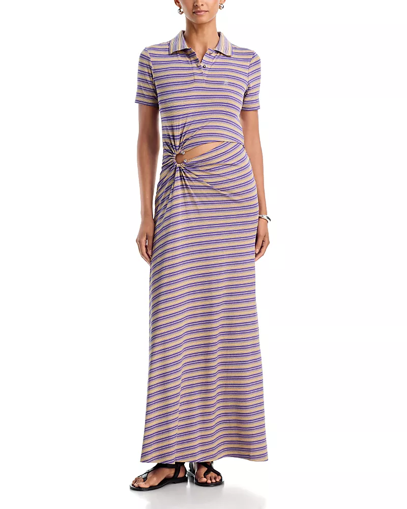Rabanne Rib Knit Stripe Dress
