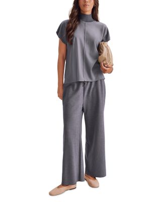 Violet Printed Short Sleeve Top & Pleated Print Pants