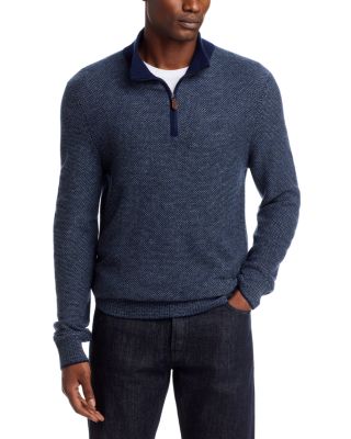 Jacquard Quarter Zip Wool Cashmere Sweater - Exclusive