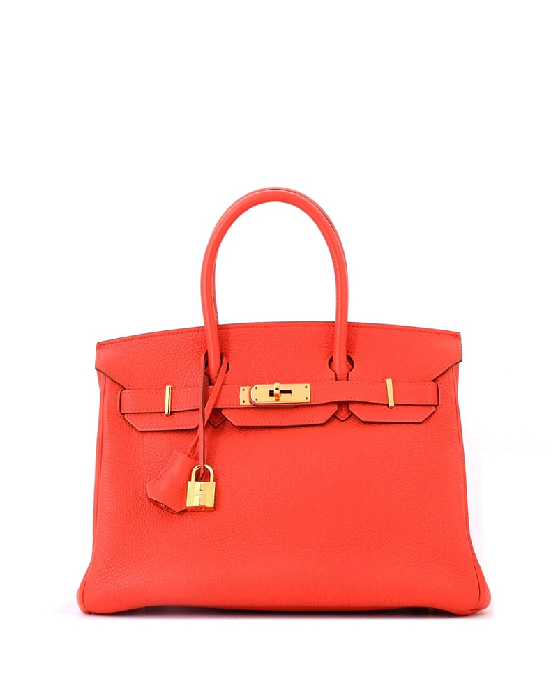 Pre-Owned HERMES Birkin 30 Handbag Orange Togo with Gold Hardware