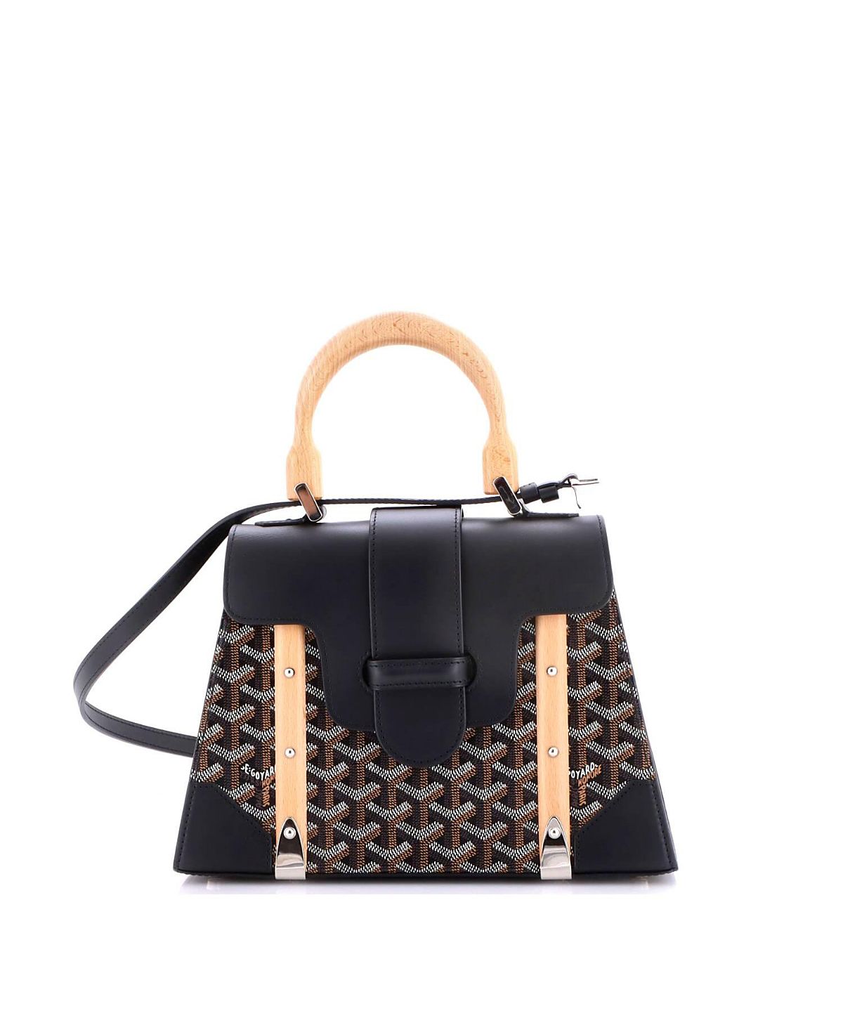 Pre-Owned Goyard Pm Saigon Top Handle Bag Coated Canvas with Leather