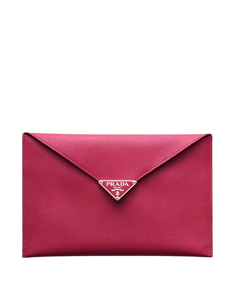 Prada Saffiano Leather Envelope Clutch