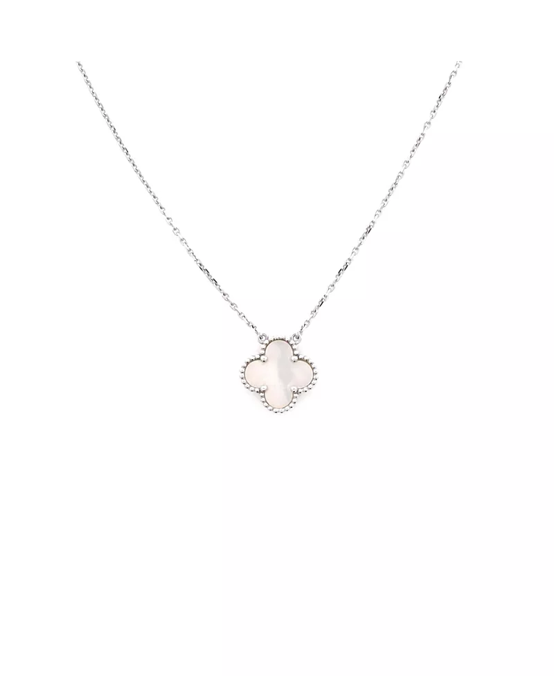 Pre-Owned Van Cleef & Arpels Vintage Alhambra Pendant Necklace 18K White Gold and Mother of Pearl, 16.5