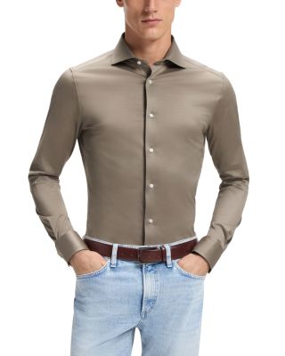 L-Hays Spread Collar Cotton Shirt