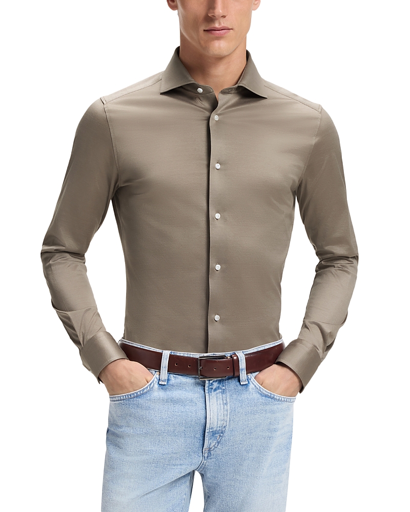 Boss L-Hays Spread Collar Cotton Shirt