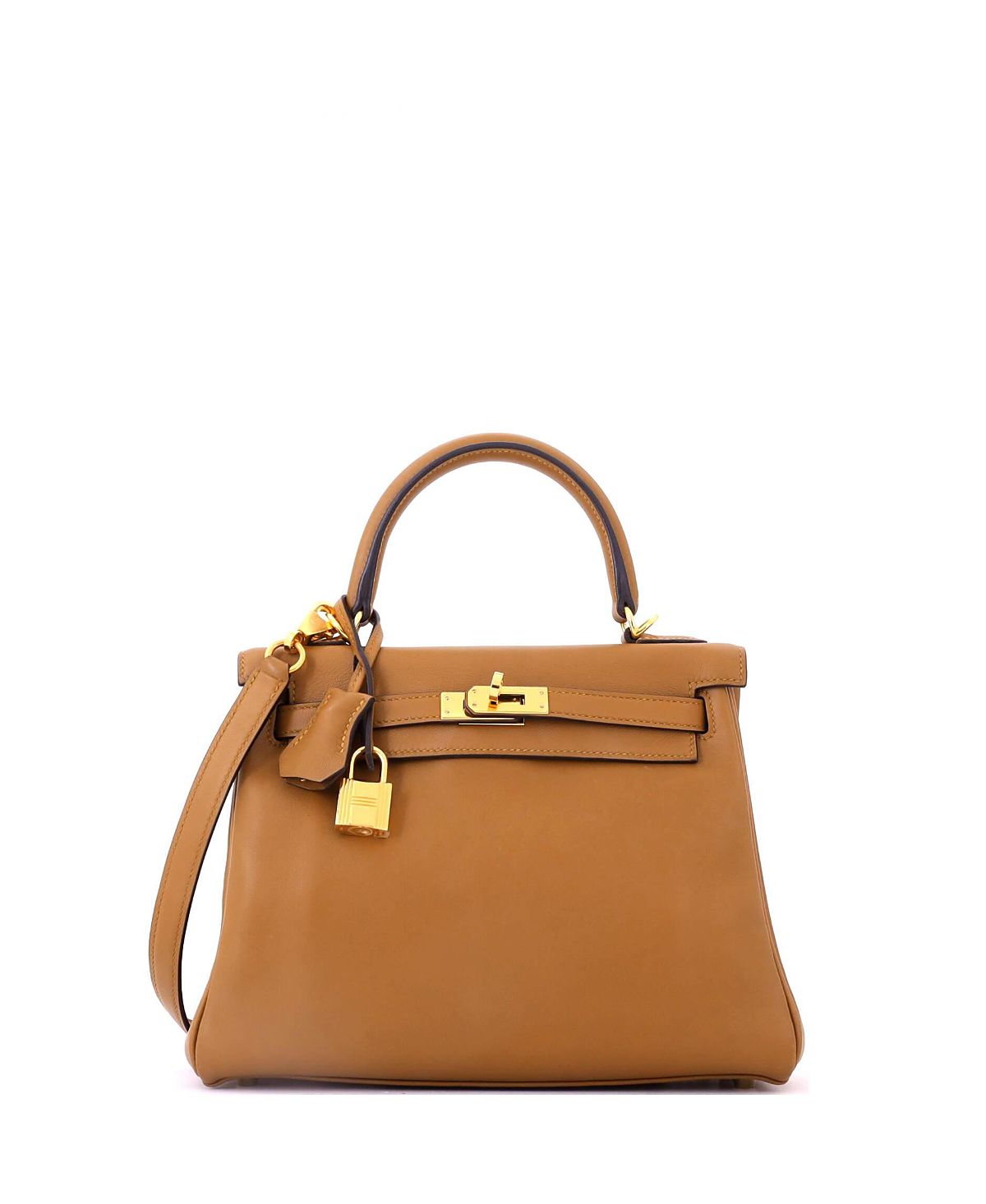 Pre-Owned HERMES Kelly 25 Handbag Brown Swift with Gold Hardware