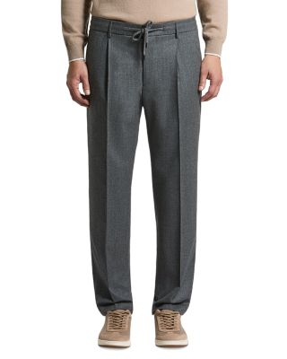 Wool Gabardine Pleated Drawstring Joggers