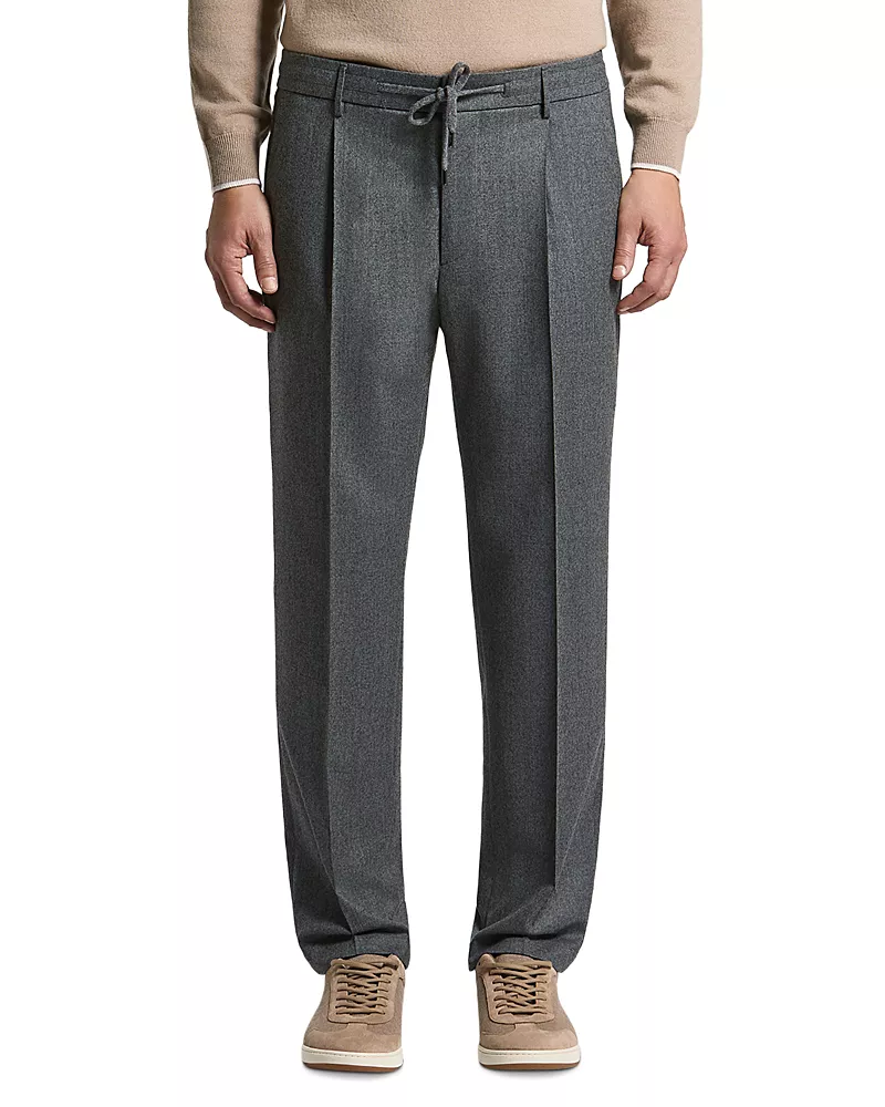 Peserico Wool Gabardine Pleated Drawstring Joggers