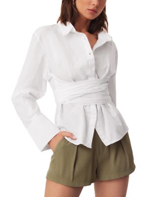Teigan Cinched Cotton Button Front Shirt