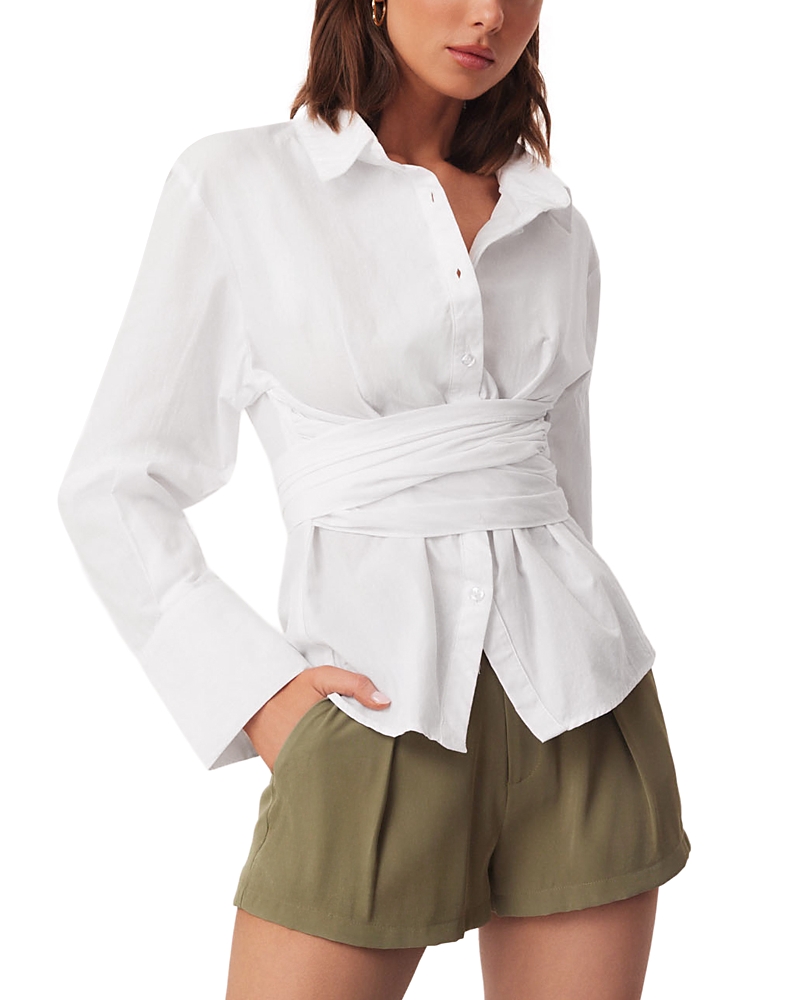 Sndys Teigan Cinched Cotton Button Front Shirt