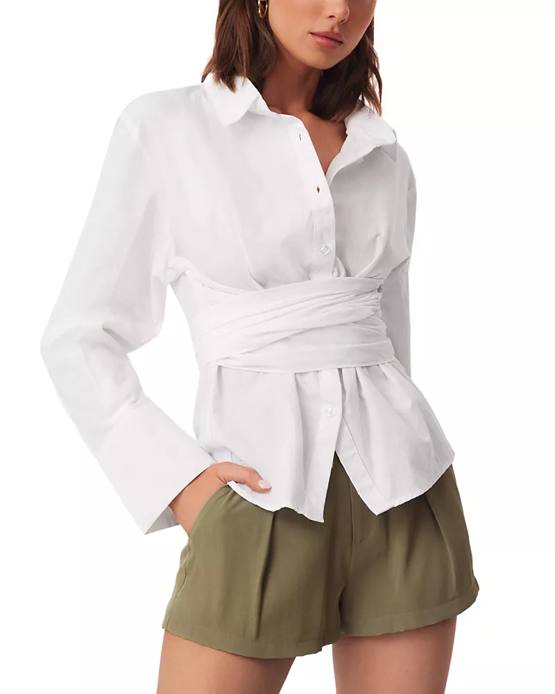 Sndys Teigan Cinched Cotton Button Front Shirt