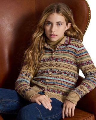 Girls' Fair Isle Cotton & Wool Cardigan - Little Kid, Big Kid