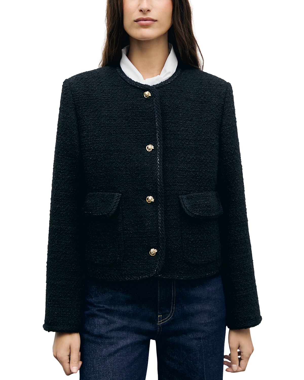 Gerard Darel Judye Tweed Button Front Jacket