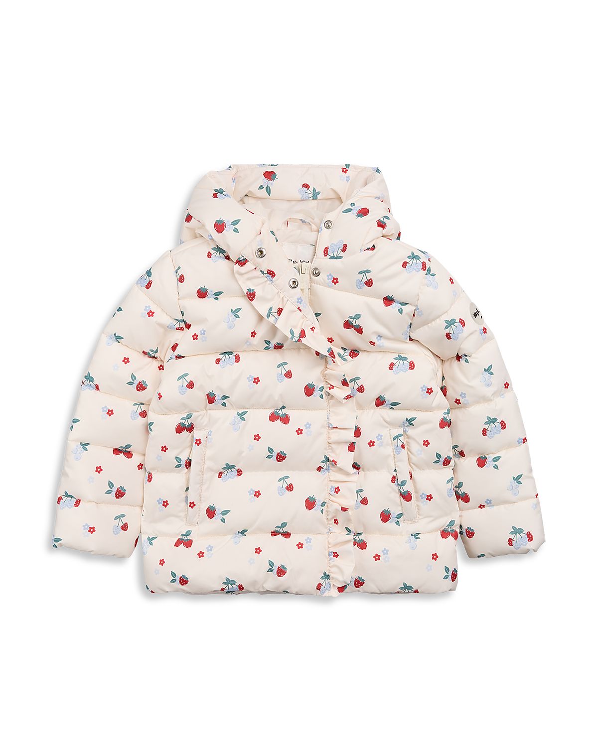 Miles The Label Girls' Berries Print Hooded Mid Weight Puffer Jacket - Little Kid, Big Kid