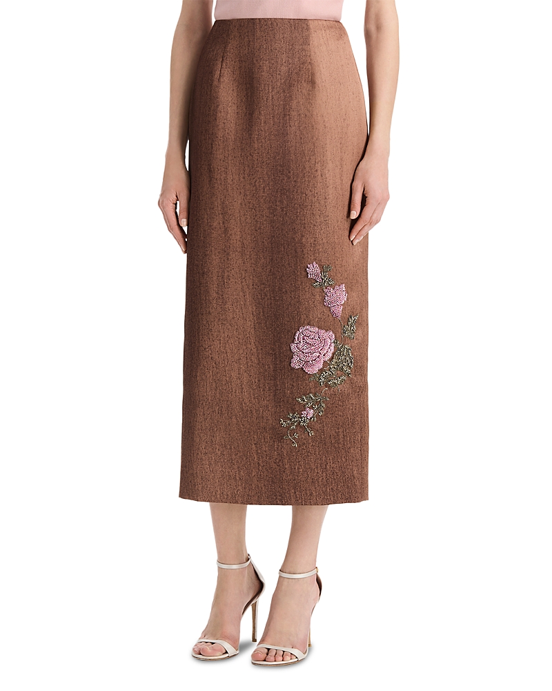Oscar de la Renta Embellished Satin Skirt