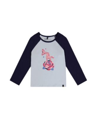 Girls' Contrast Raglan Organic Cotton Crew Neck T-Shirt - Little Kid
