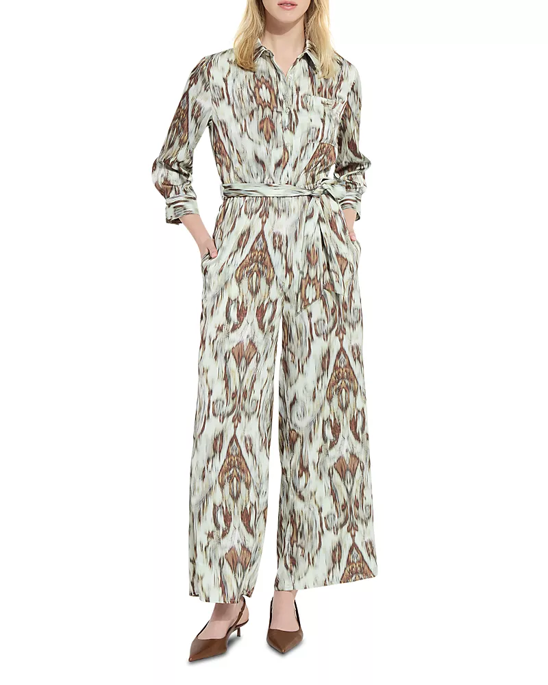Lysse Dahlia Belted Satin Wide Leg Jumpsuit