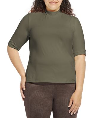 Lysse Plus Clara Mock Neck Elbow Length Top