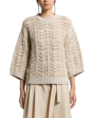Wool, Silk & Cashmere Open Knit Sweater