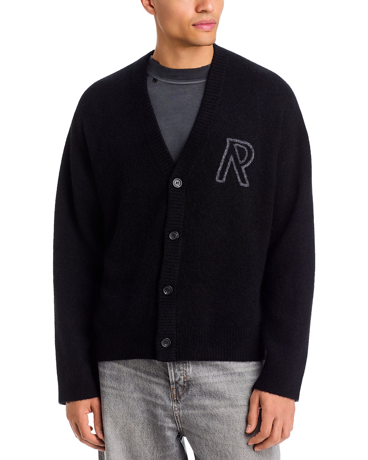 Represent Relaxed Fit Alpaca & Wool Blend Logo Cardigan