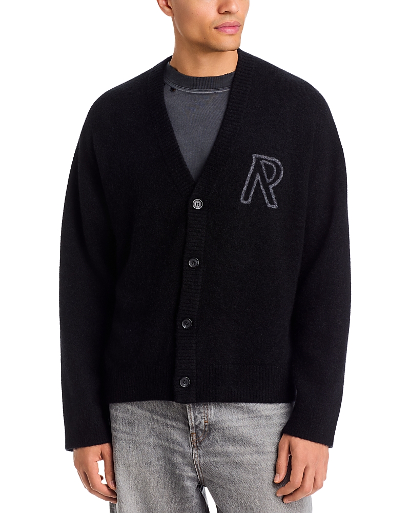 Represent Relaxed Fit Alpaca & Wool Blend Logo Cardigan