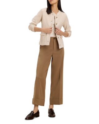 Trimmed Weave Mixed Knit Jacket - thumbnail 2
