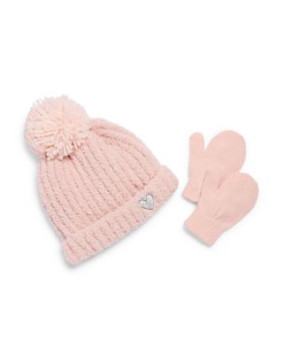Girls' Cozy Rib Knit Two Piece Hat & Mittens Set - Little Kid
