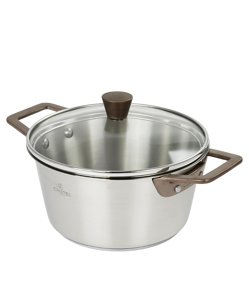 Cristel 1826 Collection Stewpan with Glass Lid with Limited Edition Antique Brass Side Handles, 2 Qt.