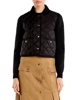 Diamond Quilted Padded Wool Cardigan