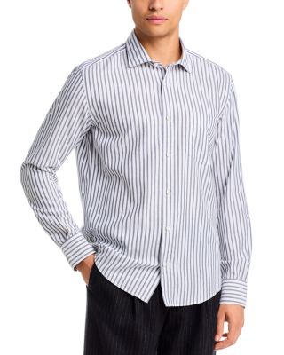 Rob Spread Collar Stripe Cotton Shirt
