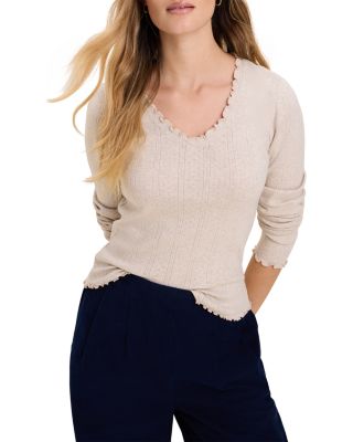 Cleo Pointelle Knit Lettuce Edge Top