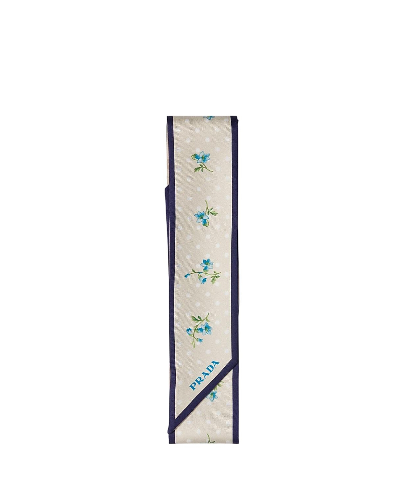 Prada Printed Silk Twill Skinny Scarf
