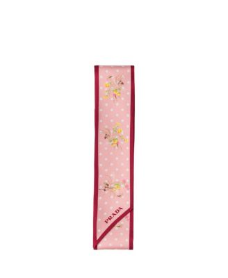 Prada Printed Silk Twill Skinny Scarf