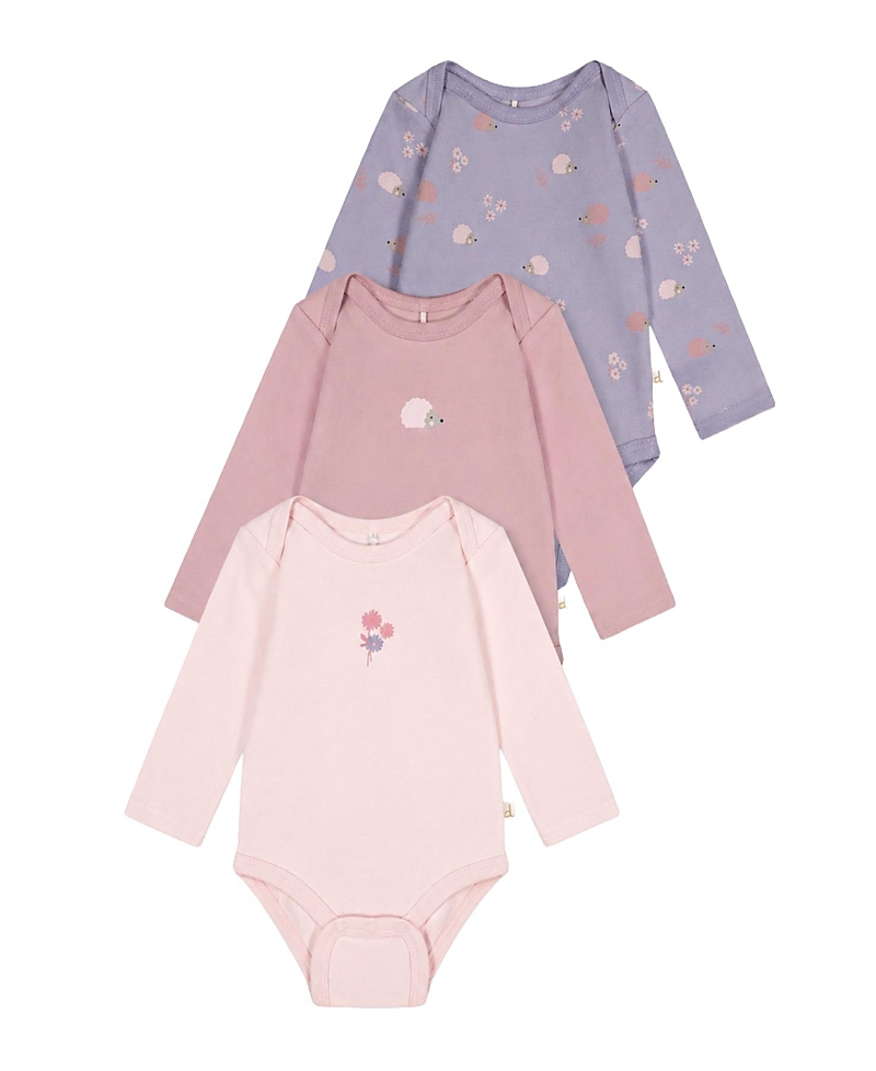 Deux par Deux Girls' Three Pack Organic Cotton Onesie Hedgehog Print - Baby