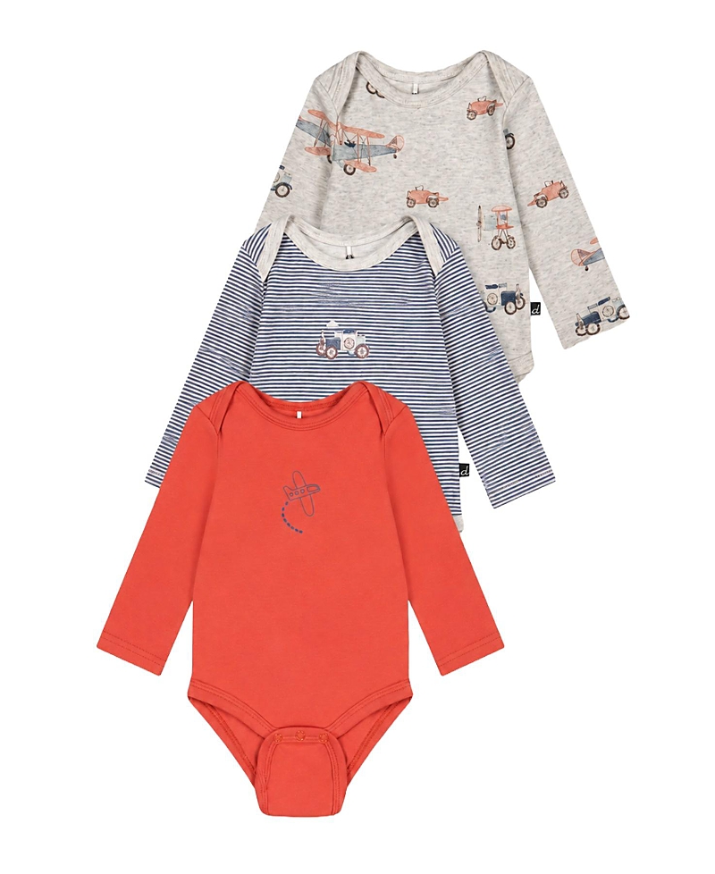 Deux Par Deux Boys' Three Pack Organic Cotton Printed Airplanes Onesie - Baby In Multi