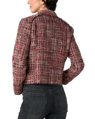 Zip Front Fringe Trim Tweed Jacket - thumbnail 2