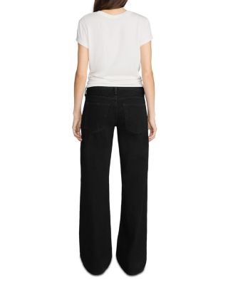 Petite The Pixie Gray Low Rise Wide Flare Leg Jeans in Black - thumbnail 2