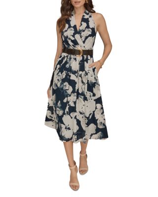 Belted Sleeveless Chiffon Dress