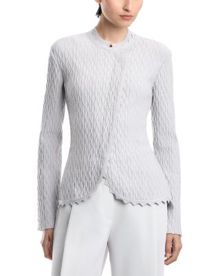 Round Neck Asymmetric Zip Up Blazer 