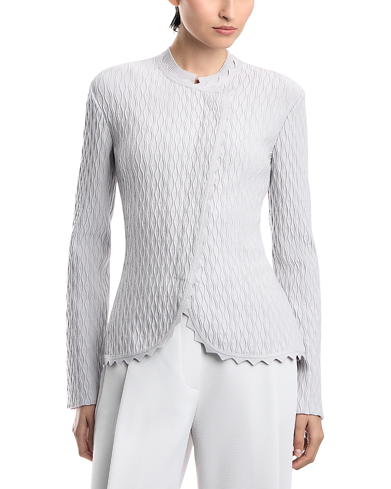 Emporio Armani Round Neck Asymmetric Zip Up Blazer