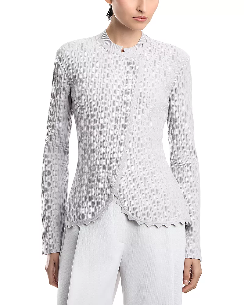 Emporio Armani Round Neck Asymmetric Zip Up Blazer