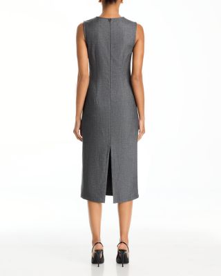 Pinstripe Sleeveless Midi Dress - Exclusive - thumbnail 4