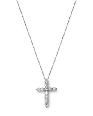 Diamond Cross Necklace in 14K White Gold, 3.30 tcw