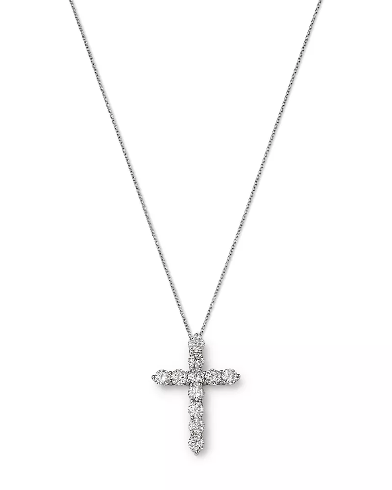 Bloomingdale's Fine Collection Diamond Cross Necklace in 14K White Gold, 3.30 tcw